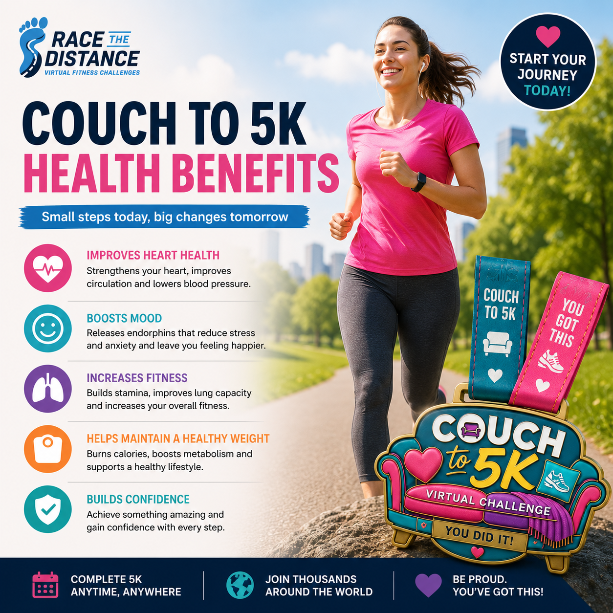Couch to 5K Virtual Challenge Medal | Complete Your First 5K