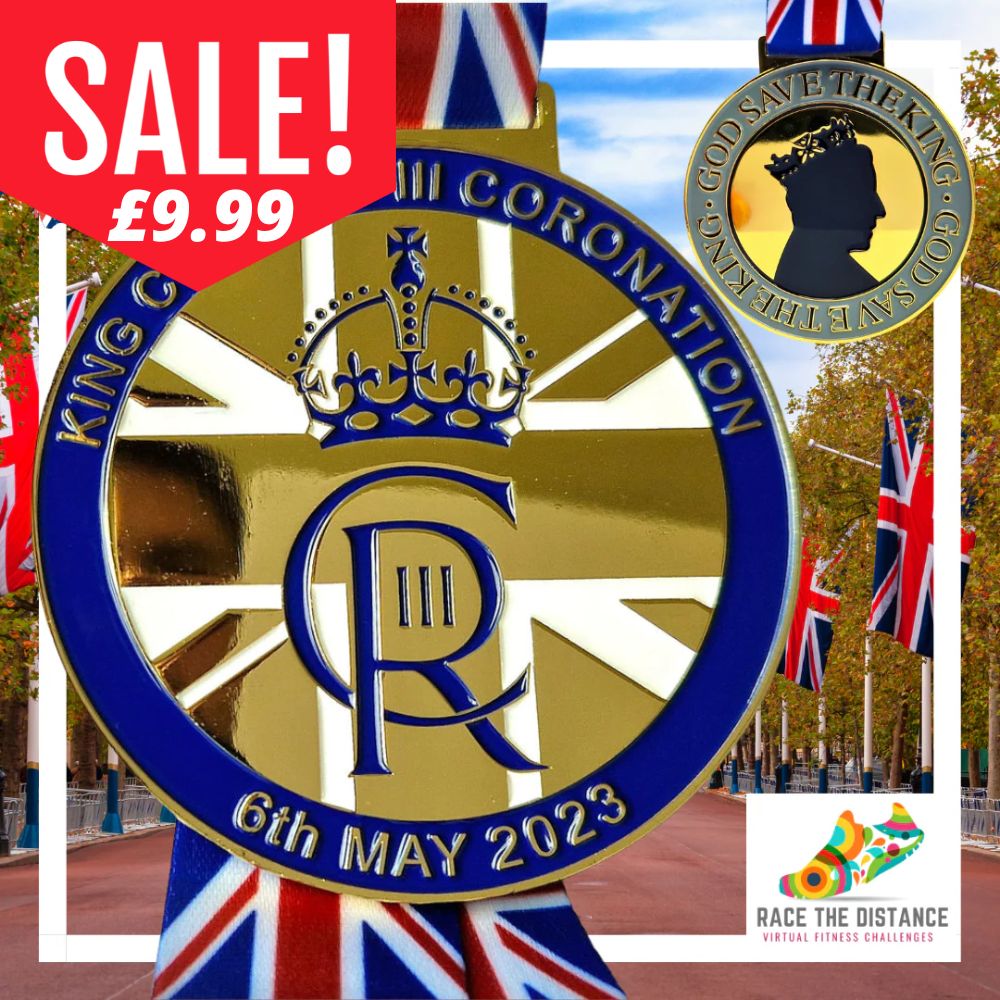 King Charles III Coronation challenge 2k, 5k, 10, half, marathon.