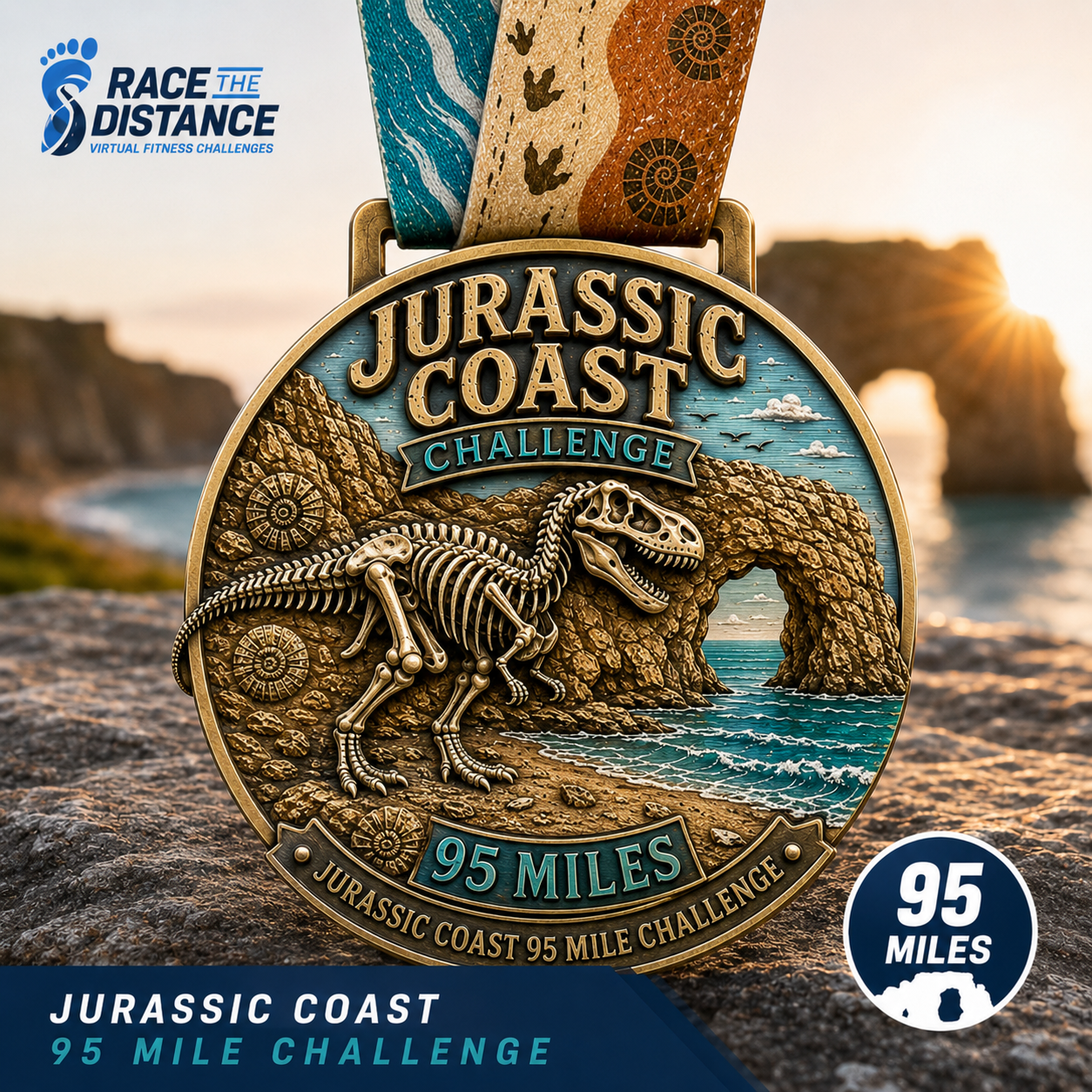 Jurassic Coast 95 Mile Virtual Challenge Medal