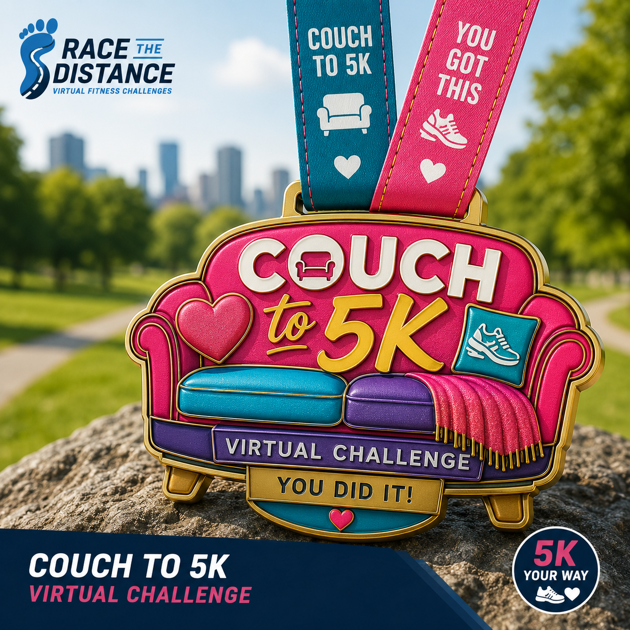 Couch to 5K Virtual Challenge Medal | Complete Your First 5K