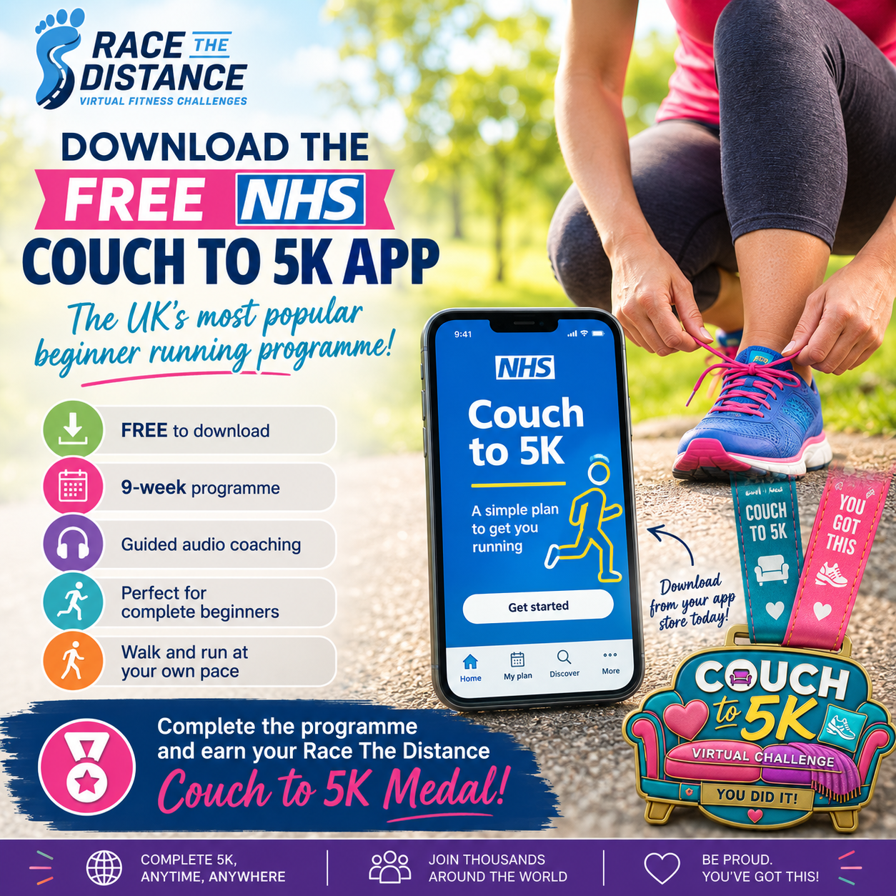 Couch to 5K Virtual Challenge Medal | Complete Your First 5K