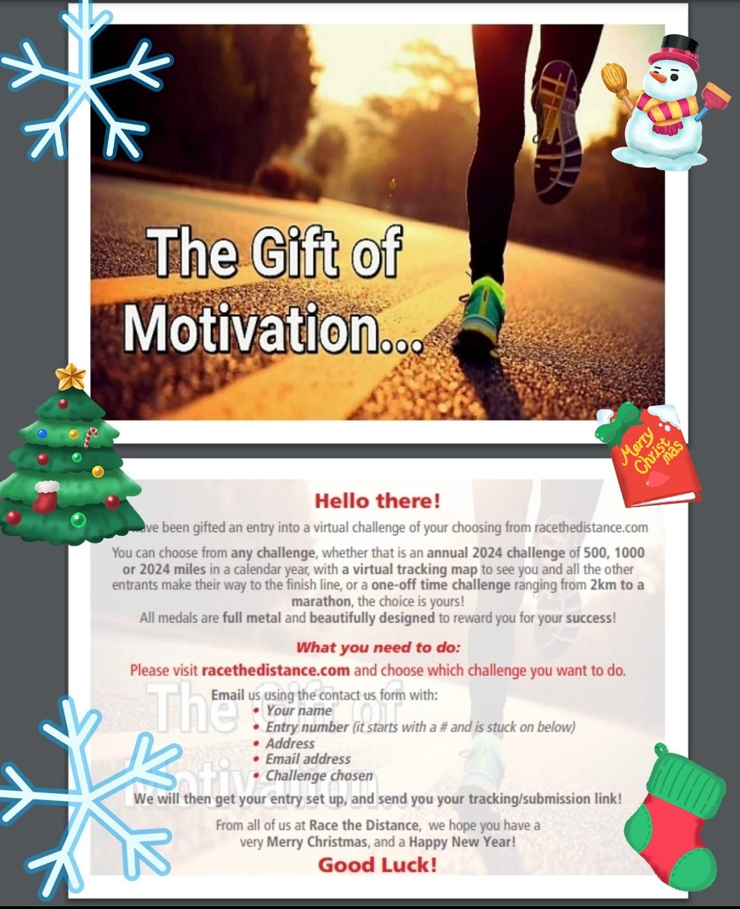 GIVE THE GIFT OF A VIRTUAL CHALLENGE FOR THE RUNNER/WALKER IN YOUR LIFE!