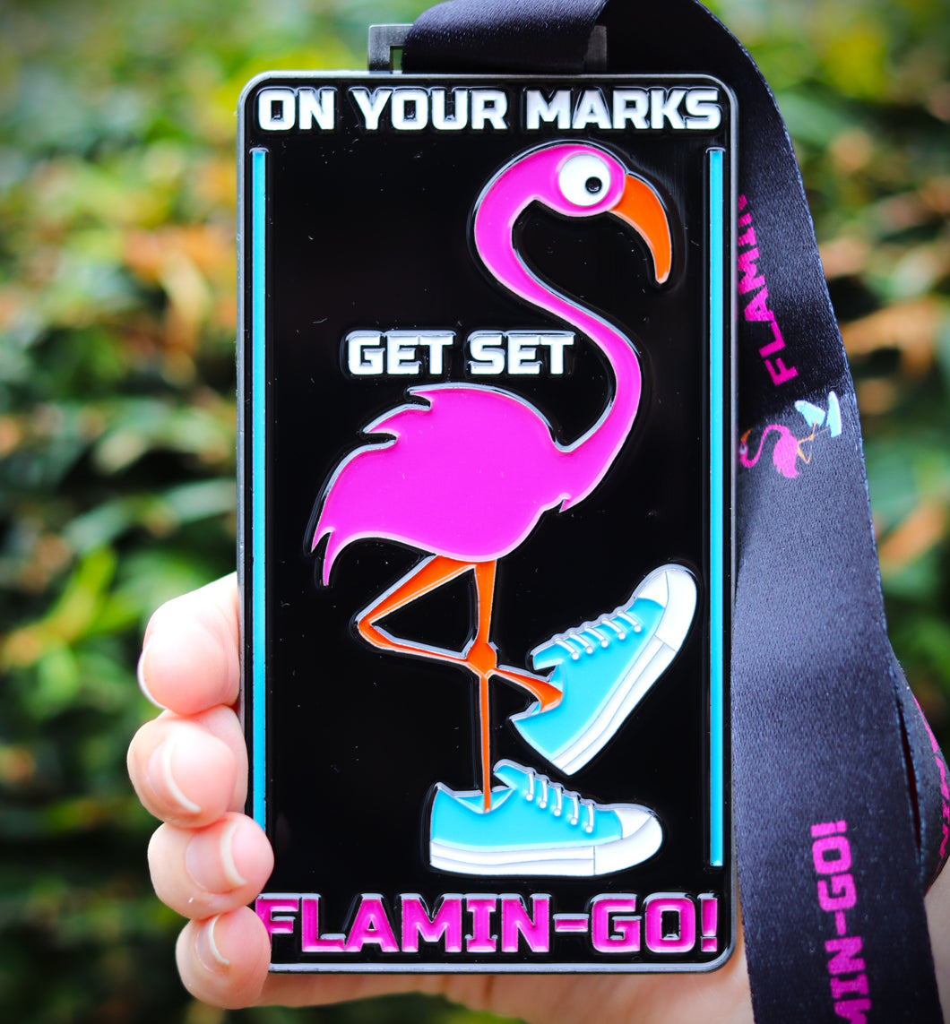 Flamin-Go! Challenge. MASSIVE medal. 2k, 5k, 10k, half, or marathon